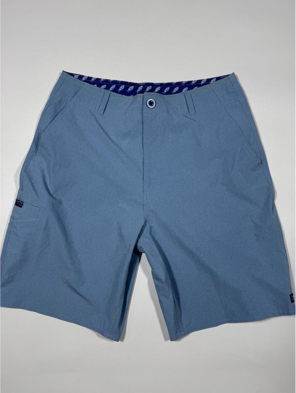 AFTCO Fishing Shorts Mens 30 Blue Performance Hybrid Angler Shorts